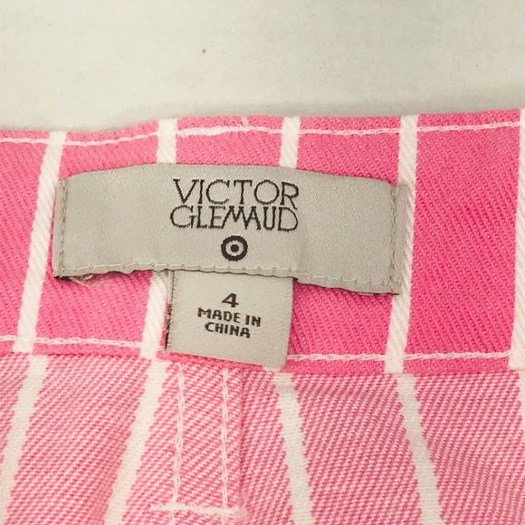 Victor Glemaud Women's Size 4 High Rise Mini Jean Skirt Pink Pinstripe NWOT - Picture 3 of 8